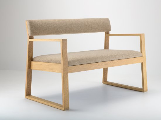 Banc en chêne et tissu Arpin® coloris au choix - AIX 120 cm 2 places