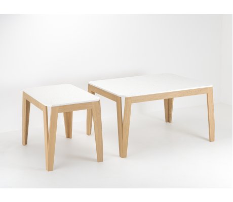 Table écoresponsable en bois de chêne massif en plastique 100% made in France - MéliMélo Le Pavé® 