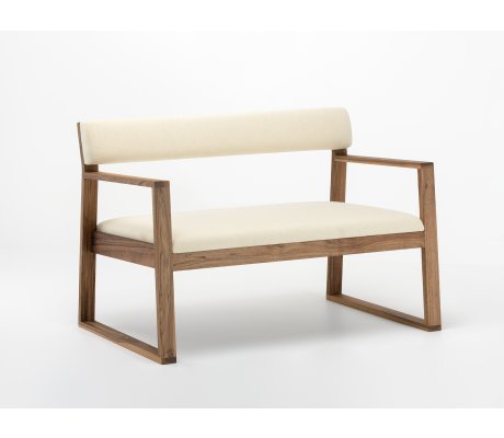Banc d'intérieur en noyer fabriqué en France - AIX - Tissu Arpin® coloris au choix