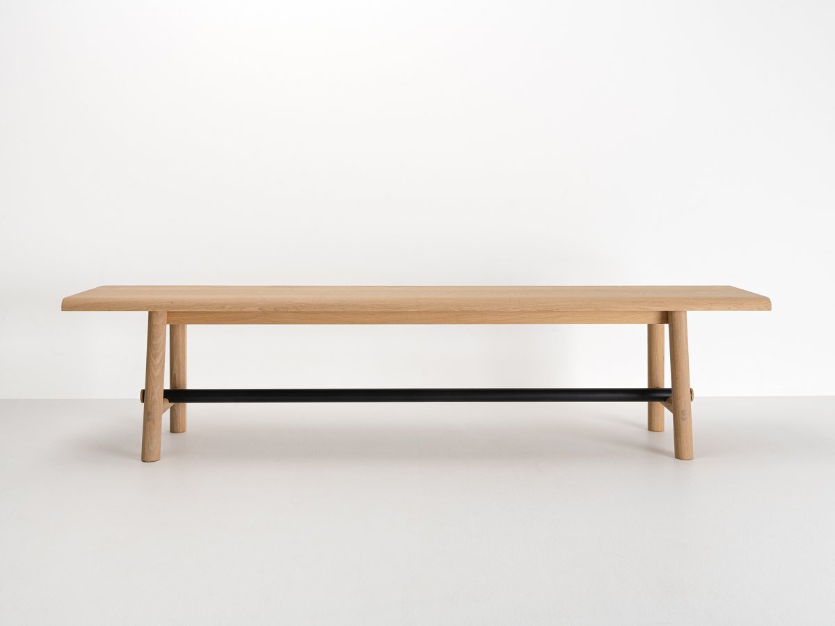 Banc en chêne et métal laqué noir - OSTAL - Longueur 120, 140, 180 ou 240 cm
