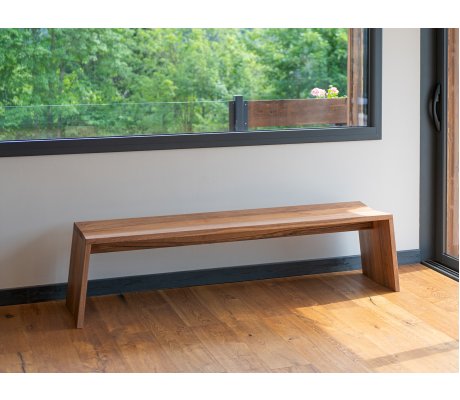 Banc d'intérieur en noyer fabriqué en France - PAP - longueur 60, 120, 180 ou 240 cm