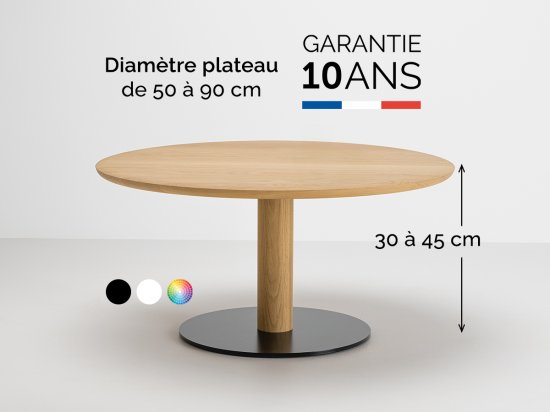Table basse ronde en bois et métal diamètre 60 cm - photo diamètre 90 cm hauteur 45 cm